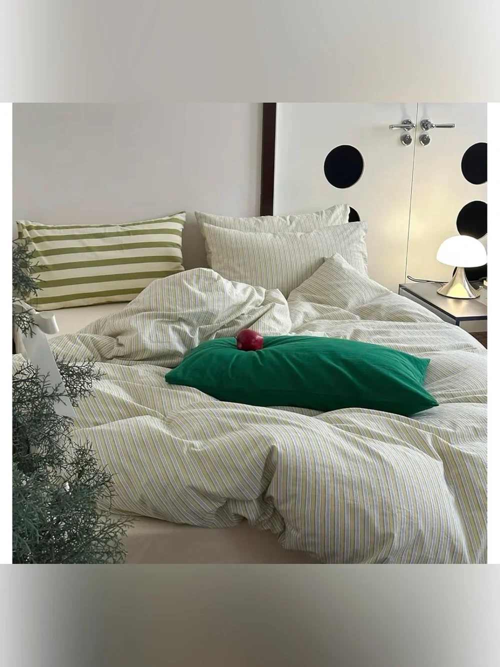 FULL SIZE Duvet Set 100% Washed Cotton - YELLOW & WHITE STRIPE
